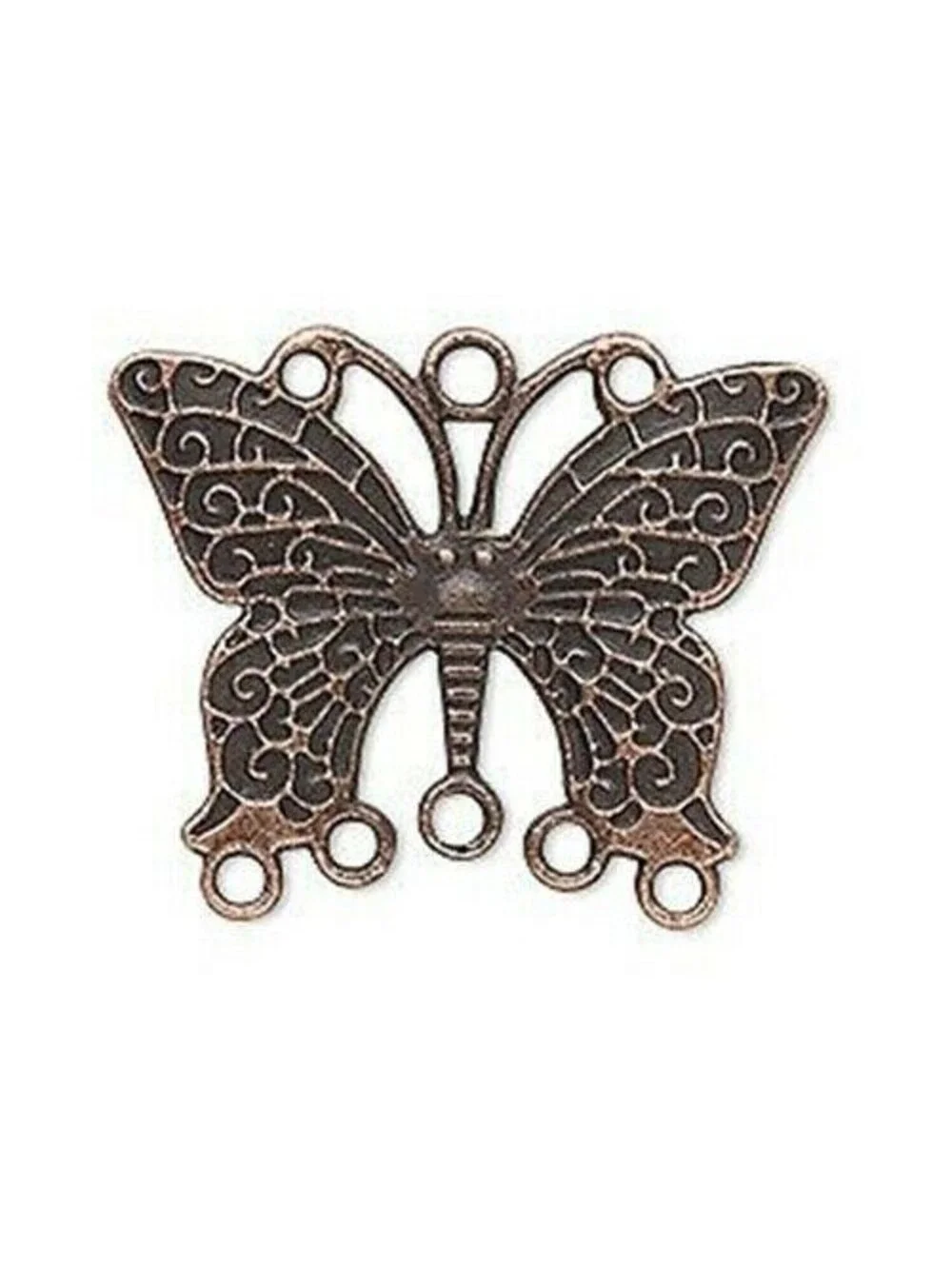Edgy Steampunk Antiqued Copper Pewter 5-Loop 33x27mm Butterfly Pendant Finding